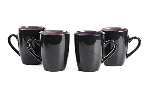 Homevss, Stoneware Sonoma 16Pc Dinnerware Set, Black + Speckled Spin Wash Purple #TOP6