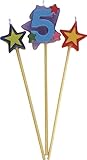 vela 5 cumpleaños 1 vela de cumpleaños número 5 y 2 velas con forma de estrella