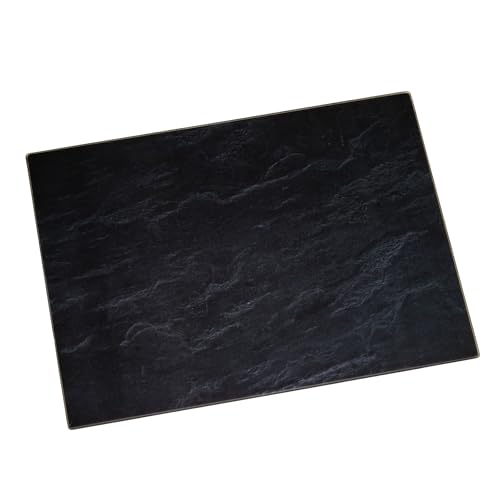 Image of Black Slate Glass Worktop Saver 40x30cm Rectangular Modern Food Cutting Chopping Board