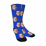 Custom Faces Socks for Men Women Blue Personalized Funny Photo Socks Birthday Gifts