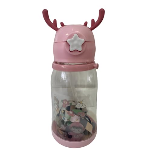 Garrafa Colorida De Água Alce Portátil Criança Infantil Com Desenho - BRAZIL GLOW… (Rosa)