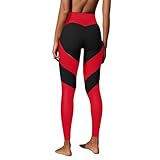 Women's High Waist Leggings Heart Butt Yoga Trousers Jogging Bottoms Push Up Fitness Trousers Women Leggings (Red, XL)