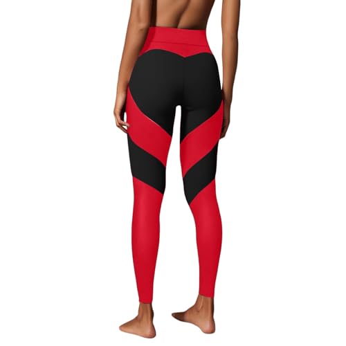 Womens High Waist Leggings Heart Butt Yoga Trousers Jogging Bottoms Push Up Fitness Trousers Women Leggings (Red M)