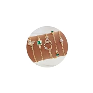 IFKM Gold Bracelets for Women, 14K Gold Plated Dainty Layered Chain Bracelets Adjustable Cute Bangle Link Bracelet Set