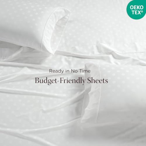 Image of Threadmill 300 Thread Count Cotton Queen Sheet Set, Sateen, Jacquard, White