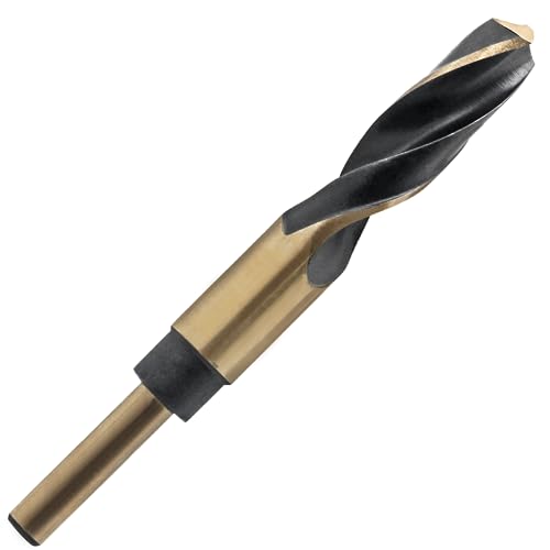 LifCratms 11/16 Reduced Shank Drill Bit 0.38 Shank HSS Drill Bit Black and Gold Oxide Finish 115 Degree Split Point Industrial Drill Bit for General Building Engineering Woodworking DIY Projects