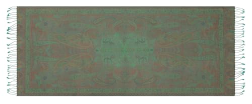 Image of EH KANI GOLD & JAMAWAR SILK SUPER SOFT FLORAL & PAISLEY PASHMINA STOLE SCARF