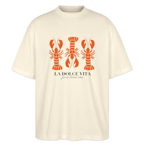 Spreadshirt La Dolce Vita Trio De Homards Italien Vibes T Shirt Oversize Stanley/Stella Unisexe Bio, M, écru Doux