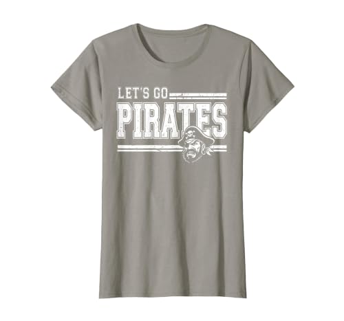 Pirates School Sports Fan Team Spirit Vintage T-Shirt, Women, Slate Grey, X-Large