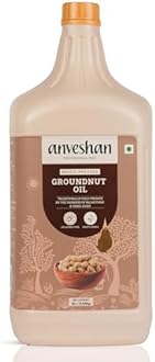 Anveshan Wood Cold Pressed Groundnut Peanuts Oil 5 Litre | Plastic Can | Kolhu/Kacchi Ghani/Chekku/Ganuga | Peanut Oil | Natural | Chemical-Free | Cold Pressed Groundnut Oil for Cooking