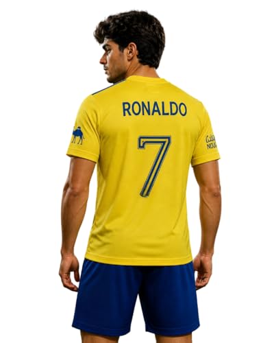 Image of Football Jersey Set for Men (1 Jersey & 1 Shorts) - Yellow /Blue