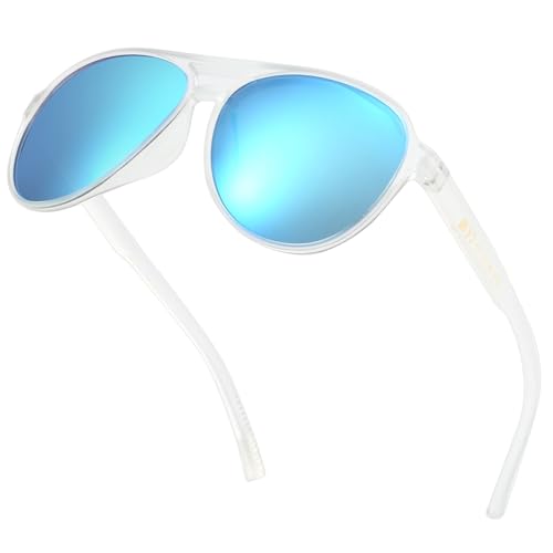 Image of Freckles Mark Classic Aviator Polarized Sunglasses for Men Women Double Bridge Retro 70s 80s Glasses Coloful Shades