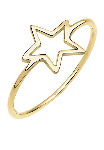 Preisvergleich Produktbild Elli PREMIUM Ring Damen Stern Astro Geo Minimal in 375 Gelbgold