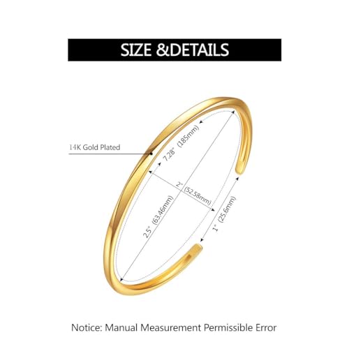 E Gold Bracelets for Women, 14K Gold Plated Bangles Bracelets with Cubic Zirconia Stones Lightweight Everyday Jewelry for Valentine's Day Wedding Birthday4