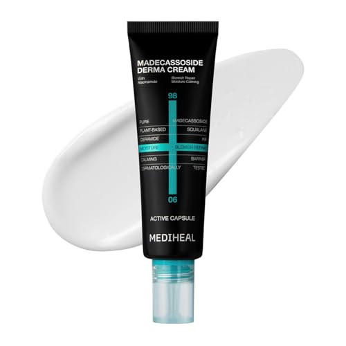 Image of MEDIHEAL Derma Cream [Madecassoside] - Soothing Korean Face Moisturizer with Niacinamide, Squalane & Ceramide - Barrier Repair, Dark Spot & Acne Mark Care for Sensitive Skin (1.69 fl oz)
