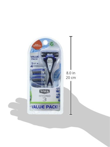 Schick Hydro 3 Razor For Men Value Pack With 4 Razor Blade Refills #TOP3