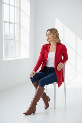 Image of ToBeInStyle Womens Open Front Long Sleeve Lightweight Asymmetrical Draped Cardigan with Side Pockets