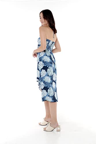 Image of Women's Hawaiian Luau Halter Dress in Signature Prints | Sleeveless halter dress, high-low hem; Hawaiian floral print; soft rayon, machine washable; luau, beach, cruise, party