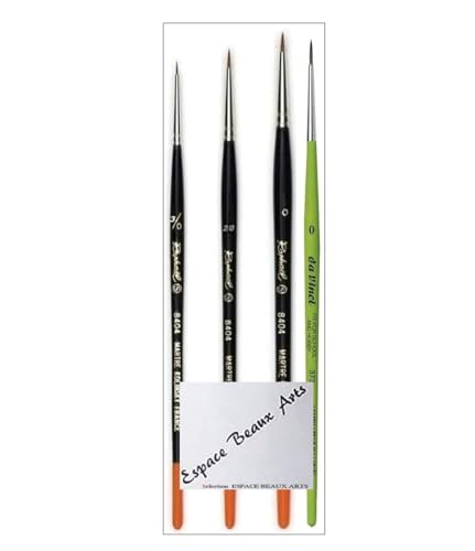 Pinceau Raphael Series 8404 ,kolinsky Rouge Sable Pinceau ,Set 3pcs,Taille 3/0 . 2/0. 0 (Raphael France) + Davinci 373