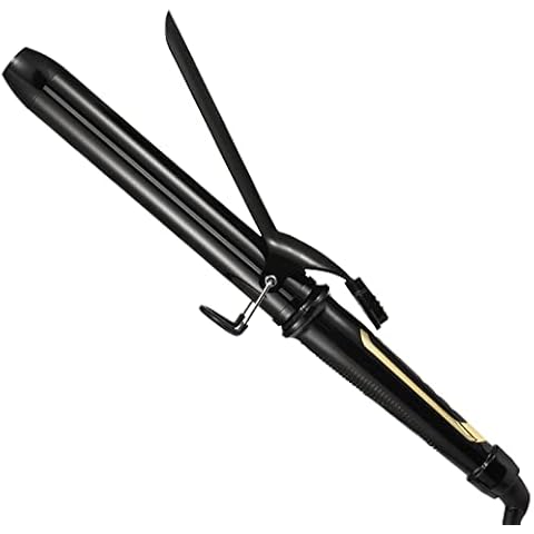 Lanvier 1.25 Inch Clipped Curling Iron with Extra Long Tourmaline Ceramic Barrel, Professional 1 1/4 Inch Hair Curler up to 450°F Dual Voltage for Traveling, Hair Waving Style Tool–Black Cover