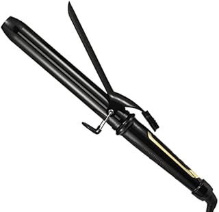 Lanvier 1.25 Inch Clipped Curling Iron with Extra Long Tourmaline Ceramic Barrel, Professional 1 1/4 Inch Hair Curler Curling Iron up to 450°F Dual Voltage for Traveling, Hair Waving Style Tool–Black