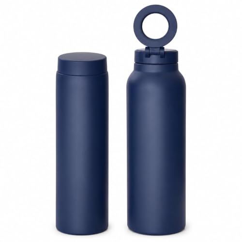 Image of Magnetic Phone Holder Water Bottle with Built-in Mobile Stand, Flip Lid and Carry Ring, Reusable Drinking Bottle for Gym, Travel, Office, Cycling, Workout and Everyday Hydration Needs