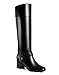 ANN CREEK 'Jumas' Block Heel Square Toe Crisscross Buckle Straps Knee-High Riding Boots Black Size: 5 UK