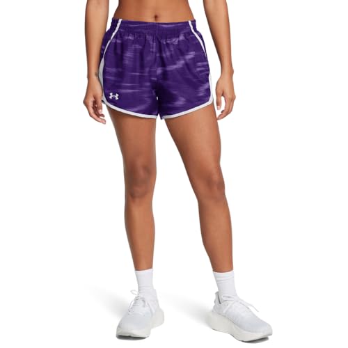 Under Armour Womens Fly by Printed Shorts, (500) Purple/Lavish/Reflective, X-Small