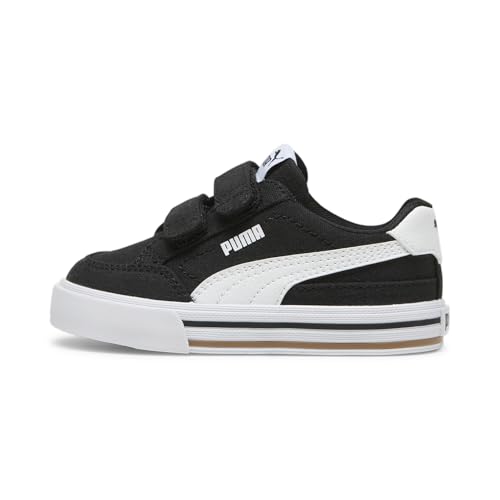 PUMA Suede Classic 2-Strap Sneaker, Black/White, 10 M US Toddler