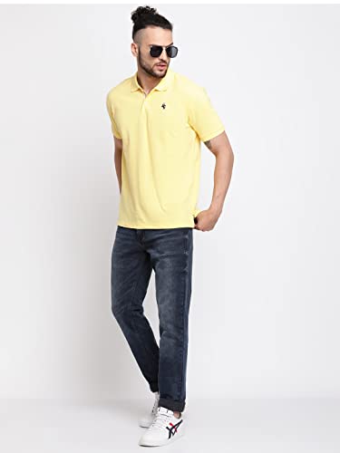 Image of Cantabil Men's Cotton Blend Solid Polo Neck T-Shirt (Regular Fit)