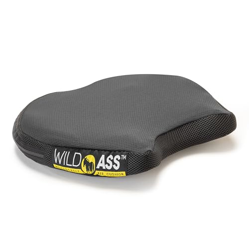 Wild Ass Motorcycle Air Gel-Classic Smart Seat - Ergonomic Universal Fitting Air Adjusting Pad with Straps - Ultimate Rider Comfort & Relief, Cool Flow Motorcycle Accessories for Long Rides - Black