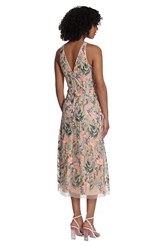 Maggy London Women's Garden Embroidered Mesh Halter Midi Dress-Perfect for Wedding Guest & Special Occasions3