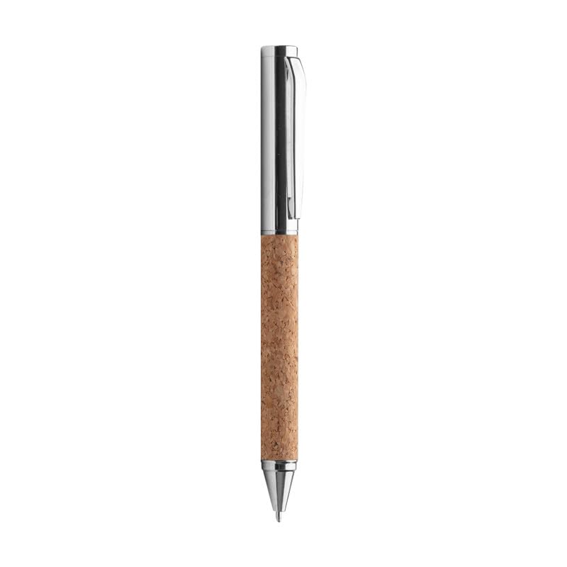 ONE SHOP Set 2 Stifte aus Kork mit Drehkugelschreiber + Rollerstift mit Metallkappe umweltfreundlich, elegant, Geschenkidee, Federmäppchen, 16 × 6 × 3 cm, Stifte 13 cm