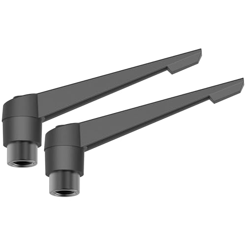 Image of 2PCS Adjustable Clamping Lever Handles, M8 Female Thread Knobs Rotating Screw Locking Quick Release Ratchet Push Button Handle, Black