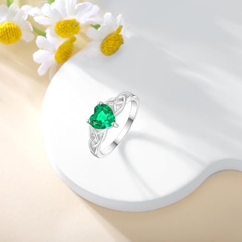 10K 14K 18K Gold Heart Cut Gemstone Celtic Knot Rings for Women 1.5CT Gemstone Good Luck Celtic Promise Statement Anniversary Ring Jewelry Gifts for Her Size 4-153