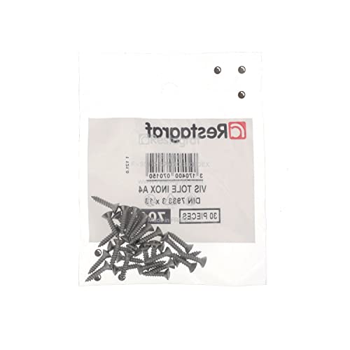 Stainless Steel A4 Countersunk Pozidrive Pan Head Screw 3 mm x 13 mm DIN 7983 Pack of 30, White Zinc, Sachet de 30 pièces - Image 3