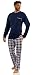 Produktbild sesto senso Herren Schlafanzug Lang Baumwolle Pyjama Langarm Shirt Pyjamahose mit Tasche XL Granat 2188-06 Dunkel Blau