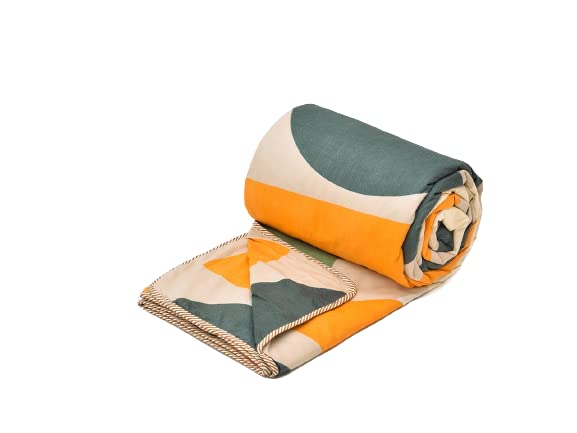 FITMAT Microfibre Cotton Lightweight Printed Double Dohar 84X96 (Inches) for bedding with Reversible Technology | Ultra Soft and Travel Blanket | Super Soft Brushed Microfiber Cotton| AC Dohar (Multicolor, Double)