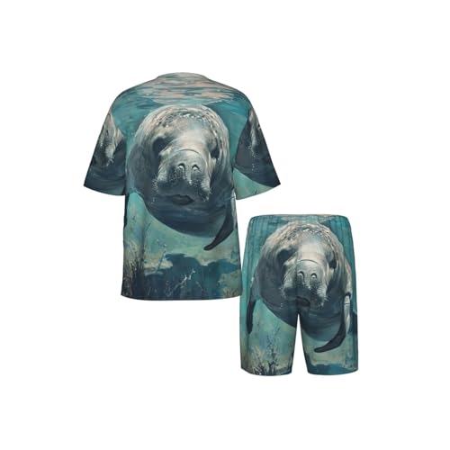Pyjama 2 pièces homme Crazy Save Manatee ensemble de nuit léger