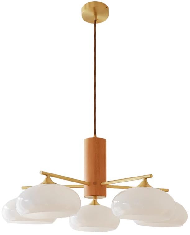 Lampe suspendue vintage 5 verres blancs pour éclairage de salon