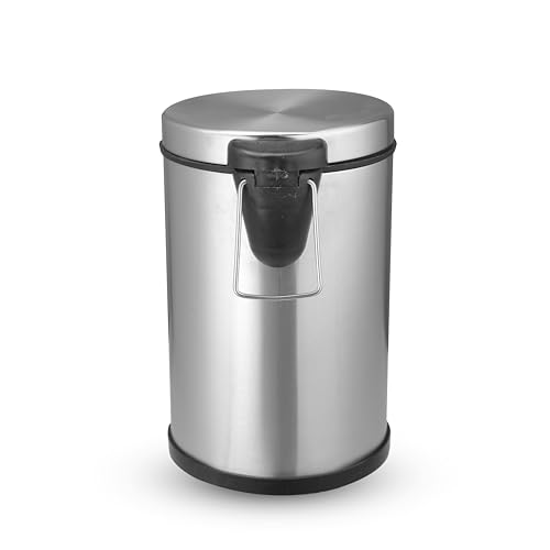 OPR Stainless Steel Plain Pedal Bin with Plastic Bucket And Lid | Garbage Bin Trash Can, Round Shape Dustbin For Home, Bathroom, Kitchen, Room, Office (5 Litre)