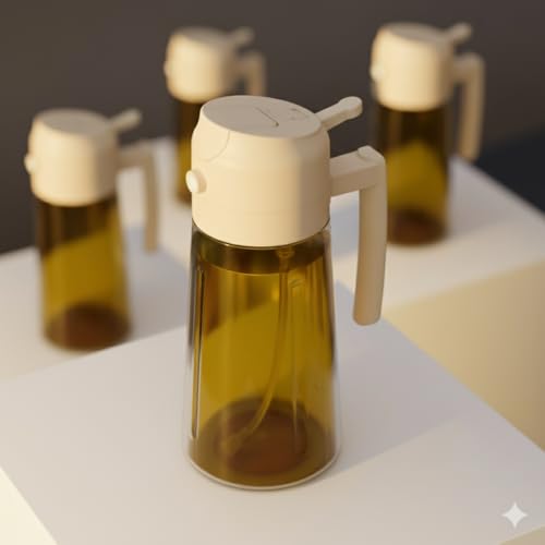 Image of Clazkit 2-in-1 Oil Dispenser & Sprayer for Kitchen, 500ml Food-Grade Plastic Oil Bottle with Non-Drip Spout, Ergonomic Grip, Leak-Proof Lid, Easy Refill Wide Mouth, Lightweight
