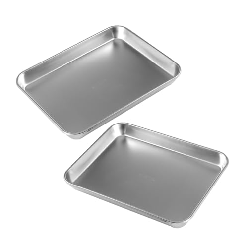 FUNOMOCYA 2pcs Stainless Steel Tray Tattoo Tool Tray Plate Medical Lab Instrument Tools Trays Breading Trays Flat Instrument Tray Trays for Instrument Metal Tray Silver 304 Stainless Steel