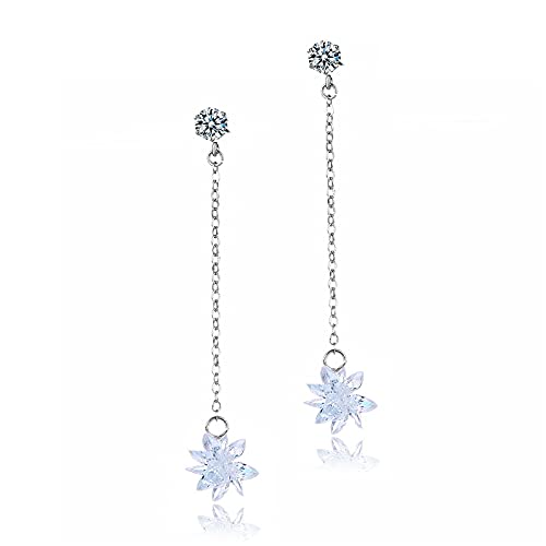 Ligne d'oreille flocon de neige en zircon étincelant, bijou pendant fluide et raffiné