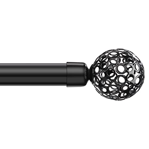 Harrms Barras de cortina extensibles, barra de cortina negra 76-365cm, barra de cortina de ventana con soportes y remates huecos para sala de estar, dormitorio Cover