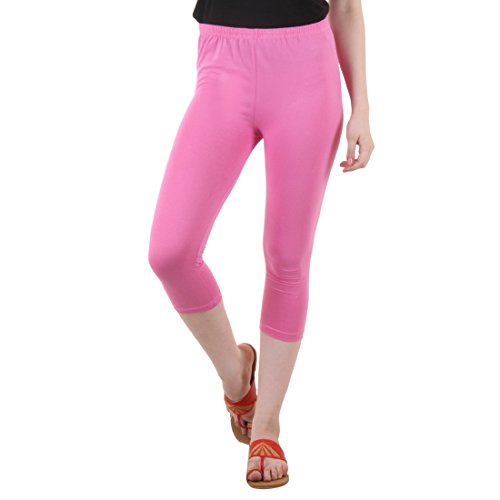 Image of DIAZ Women Cotton Stretchable Capri | Slim /Regular Fit | Breathable Yoga, Gym & Lounge Wear | High-Waist Stretchable 3 /4 Length Leggings with Wide Waistband - Pack of 1