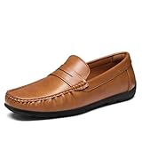 HEEZ Mocasines para Hombre, Zapatos de Vestir sin Cordones, Mocasines Penny Loafers, Zapatos Casuales de Cuero para...