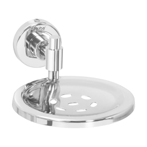 Image of Ruhe Solar Soap Dish | Stainless Steel | Wall Mounted | Soap Dish Holder | Soap Try For Bathroom Accessories | Soap Stand | Soap Holder For Bathroom and Kitchen |Bathroom Organizer| Chrome Finish
