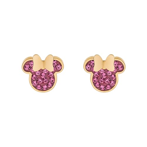 Orecchini Disney Minnie, Acciaio Inossidabile con Zirconi per Bambini e Bambine, Gioielli Disney