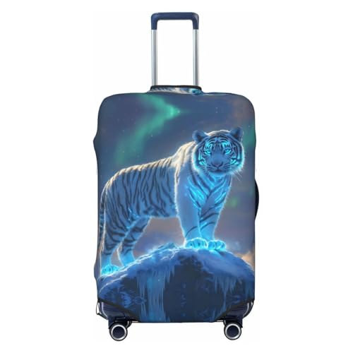 Aurora White Tiger Standing Travel Luggage Covers - Elasticity Suitcase Covers Protector for Luggage 18-32 Inch